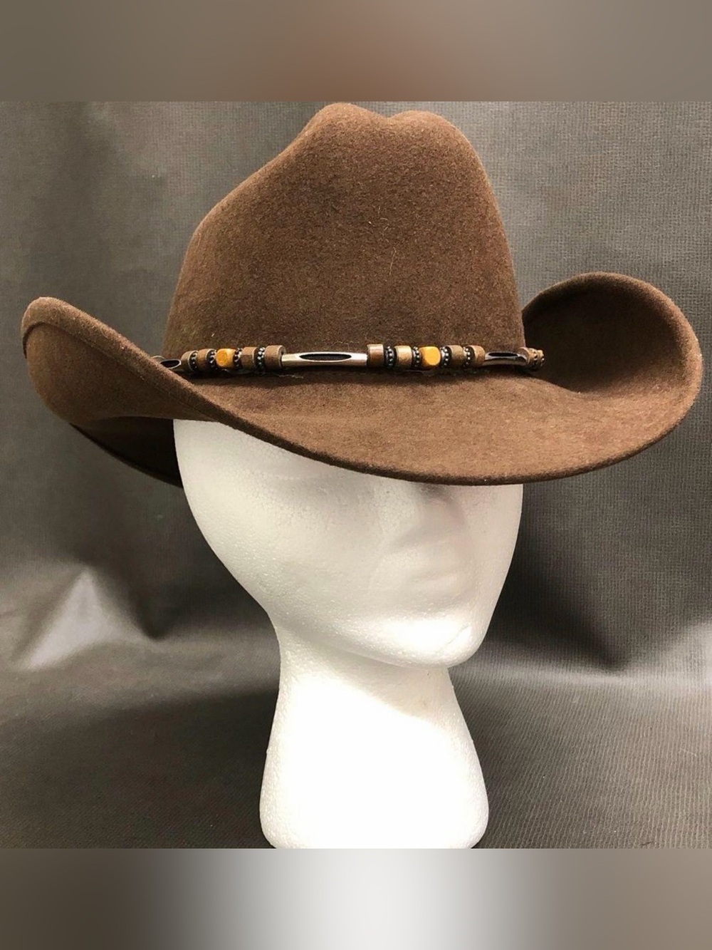 Rodeo King Brown Wool Felt Cowboy Hat With Distinctive Band Men's Size 6.5